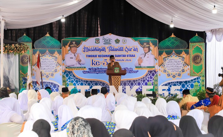Wali Kota Pematangsiantar Wesly Silalahi, SH, MKn Diwakili Asisten Perekonomian dan Pembangunan Zainal Siahaan, SE, MM, Buka Pelaksanaan MTQN Ke – 55 Tingkat Kecamatan Siantar Utara
