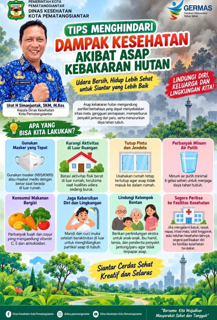 Dinkes Pematangsiantar Beri Tips Jaga Kesehatan Akibat Asap Karhutla, Bagikan Masker kepada Masyarakat