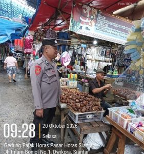 Polsek Siantar Barat Patroli dan Monitoring Pasar Murah di Pasar Horas